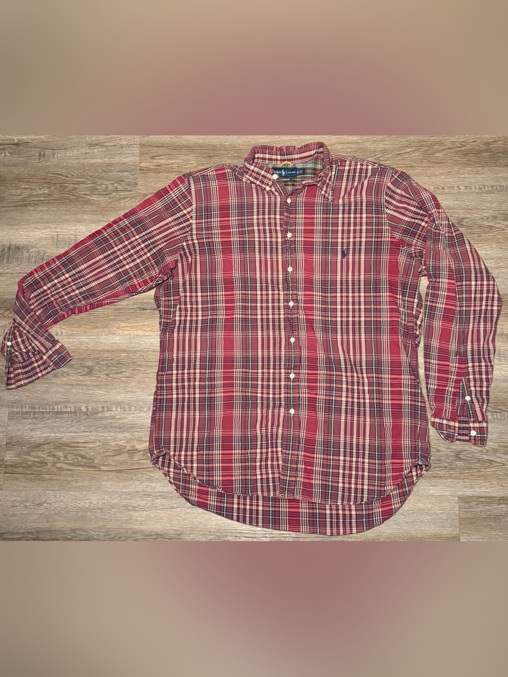 Ralph Lauren Men's Red Plaid Button-Down Shirt